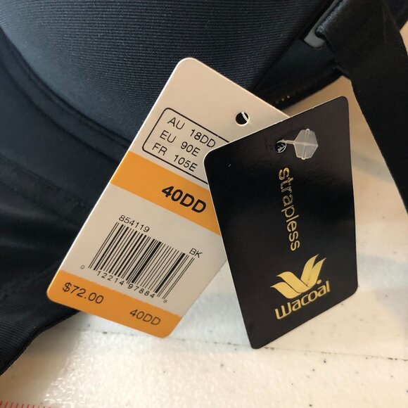 Wacoal Red Carpet Full Figure Underwire Strapless Bra Full Coverage Black 40DD - Picture 7 of 7